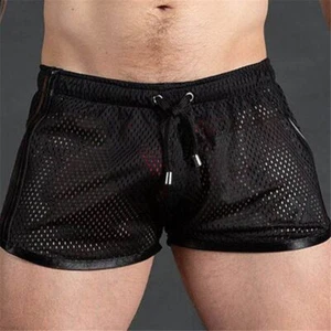 Men's Fitness Pant Training Sports Short Gym Workout Running Mesh Breathable - Picture 1 of 14