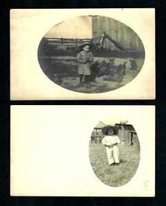 RPPC #55b AZO 2 piezas Niños pequeños Sombrero de paja Granero, Vestido para alimentar aves, Sin usar - Imagen 1 de 2