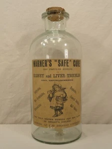 VTG AUTHENTIC REPRODUCTION LARGE MEDICINE BOTTLE WARNER'S SAFE CURE KIDNEY LIVER - Picture 1 of 2