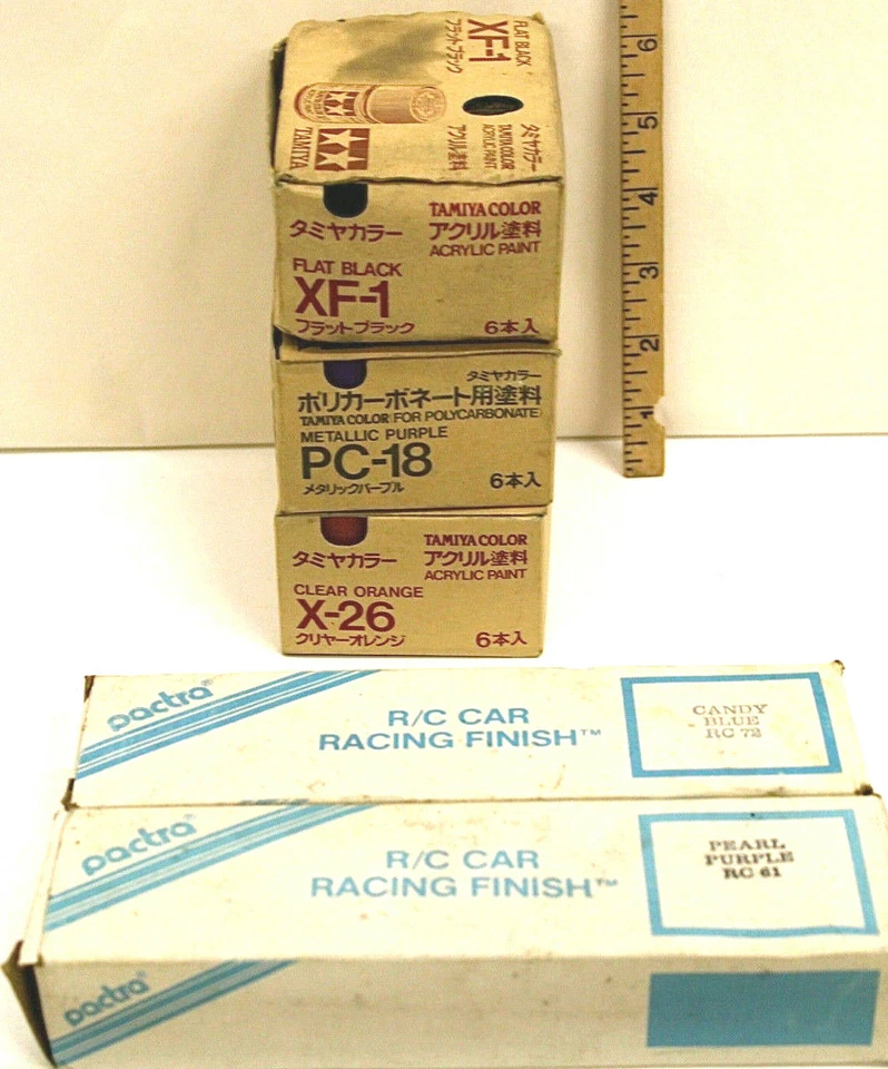 RC Tamiya Color Paints Metallic Purple Black Orange + Pactra Candy Blue Purple  - Image 1 of 1