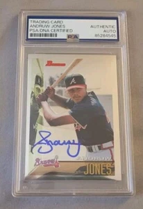 Andruw Jones signed Bowman Chrome Baseball Reprint Rookie Card RC IP auto PSA - Picture 1 of 3
