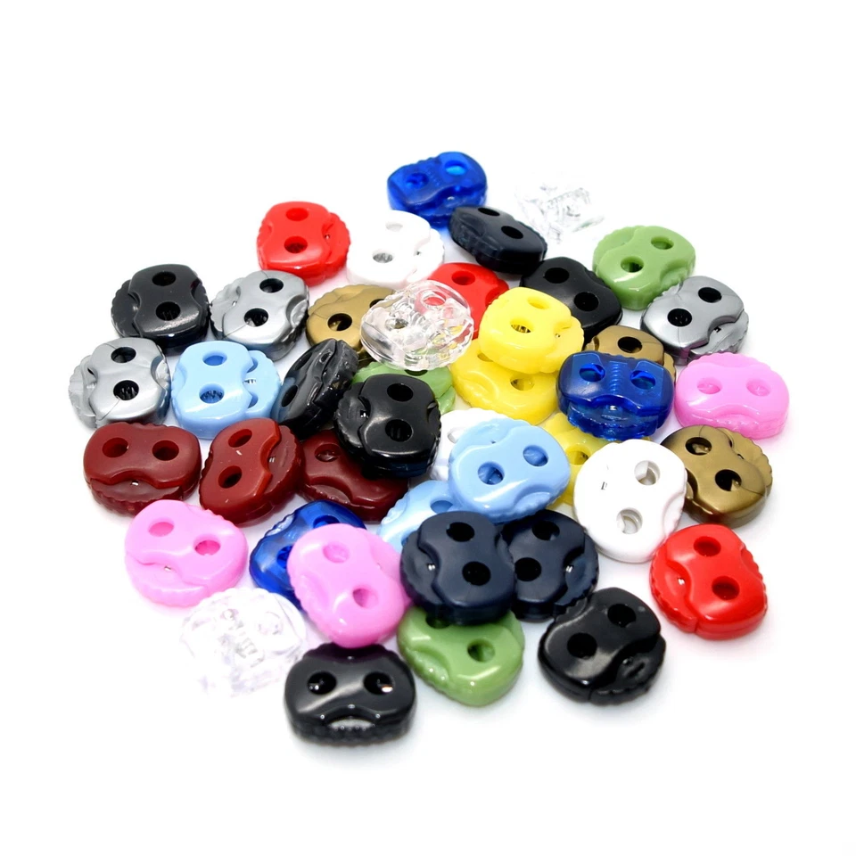SOLA Twin Hole Cord Toggles Lock Stop Stopper End ❀ 17 Colours ❀ Metal Spring ❀ UK