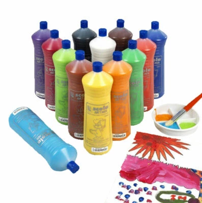 SCOLA ARTMIX 600ml BOTTIGLIE PRONTE MIX POSTER ARTIGIANALI VERNICI TEMPERA TUTTI I COLORI