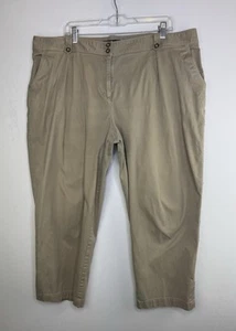 Talbot's Woman Size 20 W Khaki Heritage Fit Flat Front Chino Pants Tan EUC - Picture 1 of 10
