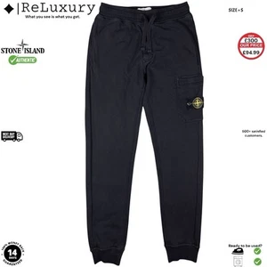 Stone Island Cargo Joggers Mens Black Cotton Plain Bottoms Trousers Sweatpants S - Picture 1 of 6