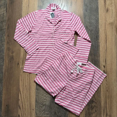 J. Conjunto de pijama tejido manga larga Crew Factory rosa blanco rayas talla SP NUEVO SIN ETIQUETAS CK478 Foto 1 de 4