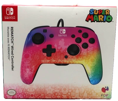 PDP Neon Super Mario Rematch Star Spectrum Wired Controller Nintendo Switch - Image 1 of 3