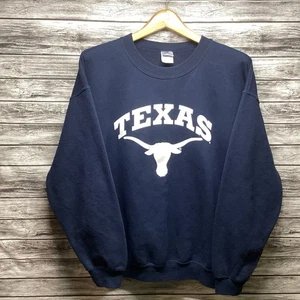 UT Texas Longhorns Sweatshirt Mens Large Navy Blue Crewneck NCAA Football Y2K - Picture 1 of 8