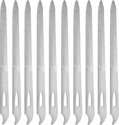 10 Pcs Stainless Steel Double-sided Metal Nail Files for Fingernails & Toenails - Image 1 of 4