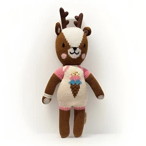 Cuddle and Kind Willow Deer 20” Handmade Knit Plush Brown White Ice Cream - Picture 1 of 6