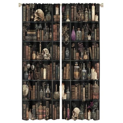 Libro de biblioteca gótica TIKRBMLB cortinas opacas, estantería retro calavera floral... Foto 1 de 4