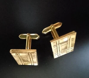 Vintage Square Cufflinks Gold Toned - Picture 1 of 6