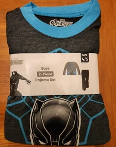 Marvel Avengers Boys 4-5 Fleece Pajamas Set PJs 2-Piece Sleepwear Black #10723 - Picture 1 of 7