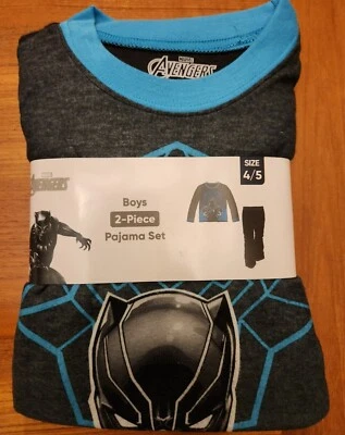 Marvel Avengers Boys 4-5 Fleece Pajamas Set PJs 2-Piece Sleepwear Black #10723 - Image 1 of 4