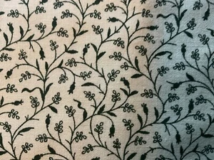 vintage Laura Ashley cotton fabric remnant Milfoil Dark Green /cream patchwork - Picture 1 of 2