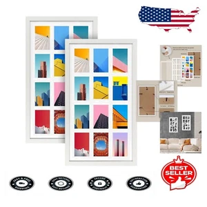 Stylish White Collage Frames, 12 Openings for 4x6 Photos - 2 Pack Collection - Picture 1 of 8