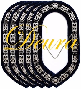 Lotto di 5 collari catena argento Past Master collare massonico DMR-200SB - Foto 1 di 3