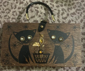 Vintage Enid Collins of Texas 1965  “Copy Cats” Original Wooden Box Bag - Picture 1 of 7