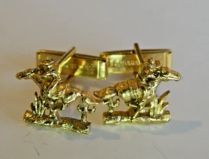 Vintage SARAH COVENTRY MID-WEST COWBOY riding horse gold tone cufflinks - Picture 1 of 3