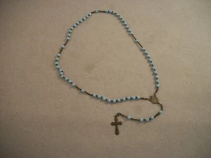 Vintage 13.5" Light Blue Plastic Rosary Prayer Beads - Picture 1 of 4
