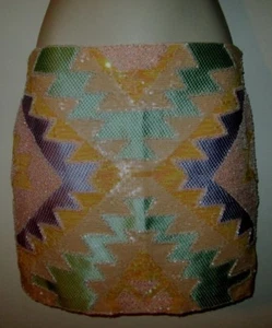 English Rose SEQUIN SKIRT S Short MINI Small SEQUINED & BEADED Beads - Picture 1 of 1
