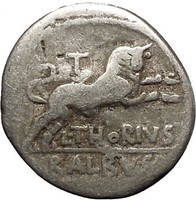 105BC Roman Republic Juno Hera BULL Thorius Balbus Ancient Silver Coin i52508