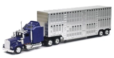 NEW RAY KENWORTH W900 POTBELLY LIVESTOCK LONG HAUL TRUCKER 1:43 SCALE - Image 1 of 2