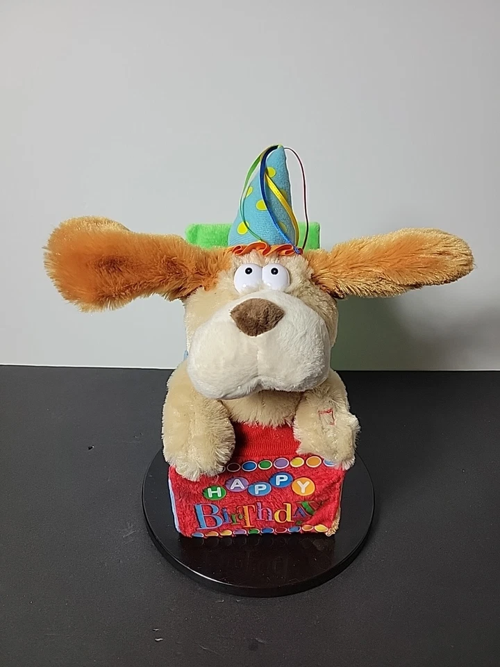 CUDDLE BARN Happy Flappy Birthday Puppy Dog Animated 13" Plush Plays Beatles  - Image 1 of 4