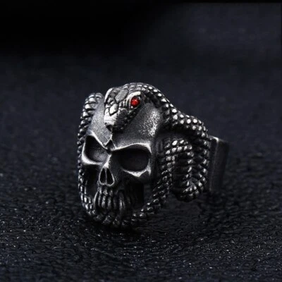 Acero inoxidable vapor carnero hombres punk anillo rombo dedo anillo calavera banda gótico Foto 1 de 2