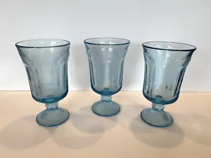 Vtg Fostoria Woodland Blue Footed Ice Tea Glasses Goblets Set Of 3 Etched Frost - Picture 1 of 7