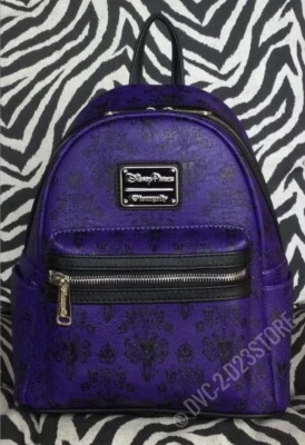 RARE Disney Parks Haunted Mansion Wallpaper OG🖤LOGO LOUNGEFLY Backpack NWT VHTF - Image 1 of 4