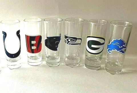 NFL Cordial Hype Shot Glass 2.5 OZ Shooter Style Choose Your Team Cover