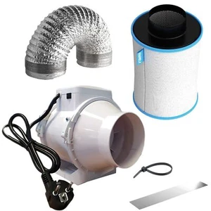 Grow Exhaust Air Set 100mm Pipe Fan Wired Activated Carbon Filter Indoor Growbox - Picture 1 of 4