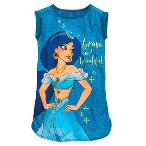 NWT Disney Store Jasmine Nightshirt Girl Pjs Pajamas Aladdin 5/6,7/8 - Picture 1 of 2