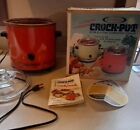 Vintage Rival Slow Cooker Crock Pot 3.5 Qt 3100/2 Flame Orange Red Glass Lid
