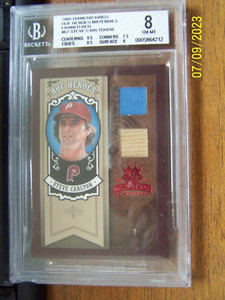 2005 Donruss Playoff Diamond Kings HH-67 Steve Carlton Jersey Bat 24/50 BGS 8