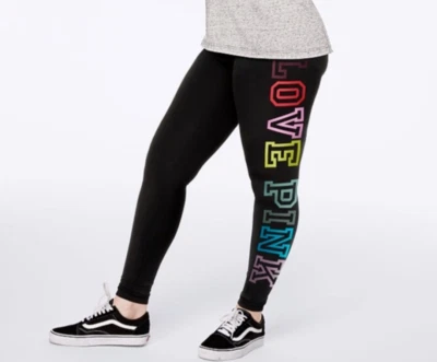 LEGGING ROSA VICTORIA'S SECRET ROSA LOGO CINTURA ALTA ALGODÓN talla M Foto 1 de 4