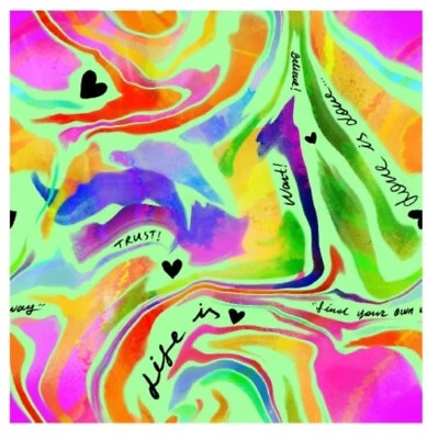 Baumwollstoff Abstrakt Stenzo Popeline neongrün- ab 50cm x 150cm - Bild 1 von 2