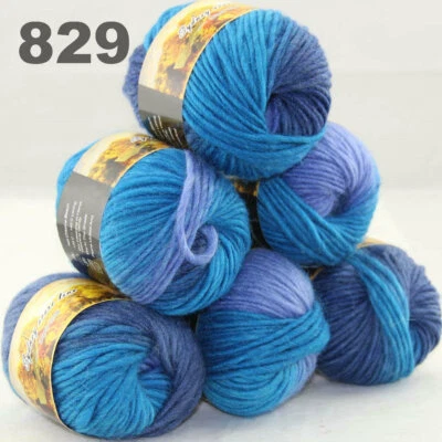 SALE 6BallsX50gr Warm Colorful Rugs Knitting Wool Blankets Crocheted Yarn 29 - Image 1 of 4