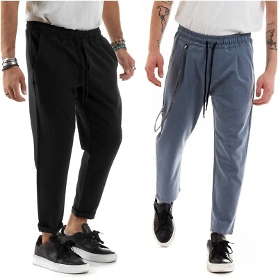 Pantaloni da uomo Estivi con elastico in vita neri Eleganti Capri Turka s m l xl - Immagine 1 di 4