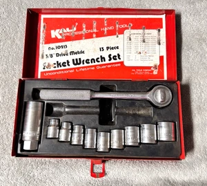 KAL Tools 13 pc Socket Wrench Set 3/8" Drive Metric w/ Red Box #10213 *Missing 1 - Picture 1 of 18