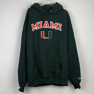 Champion University Of Miami Sudadera con Capucha Para Hombre Talla Grande Verde Naranja Logo Pullover - Imagen 1 de 7