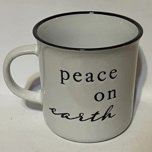 Peace On Earth weiß und schwarz großer Kaffeebecher 13 Unzen 4" Zoll hoch - Bild 1 von 3