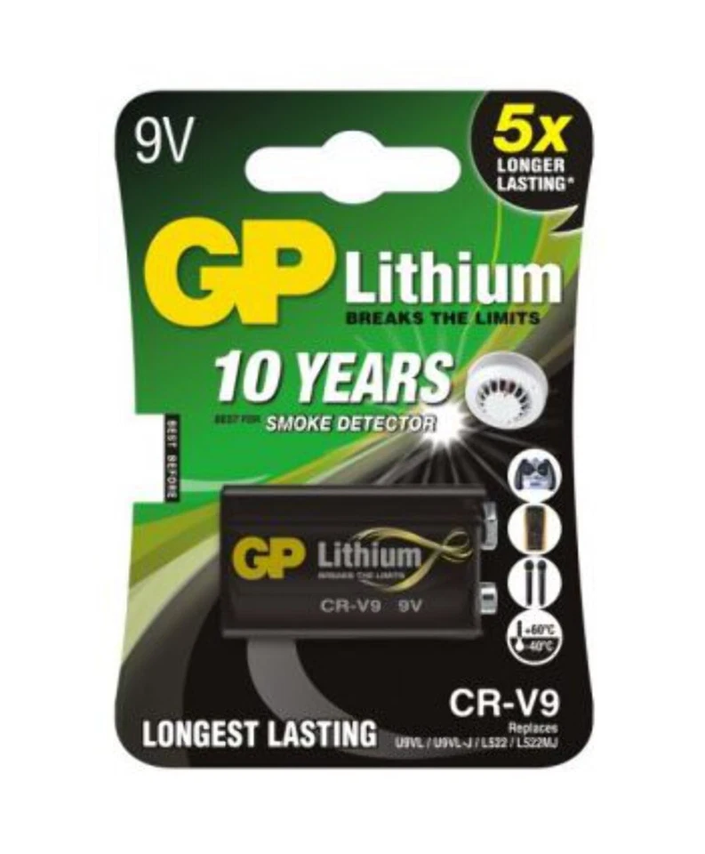 GP Lithium CR-V9 Battery Longest Lasting U9VL/U9VL-J/L522/L522MJ 800mAh - Image 1 of 1