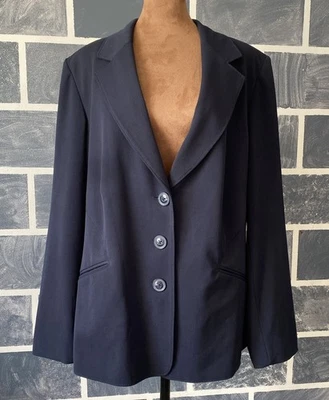 无品牌女式豪华纽扣西装外套 18 海军蓝西装外套带一个口袋 — 第 1/4 张图片