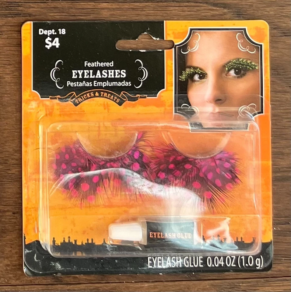 NEW!~Halloween Costume~"Pink & Black" Stick-On Feathered Eyelashes -Eyelash glue - Image 1 of 1
