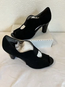 Life Stride Black Carla Open Side Peep Toe Pump Shoe Size 8.5M Booties EUC - Picture 1 of 8