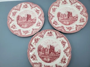3 Johnson Bros England Old Britain Castles 10" Speiseteller rosa/rot Eisenstein - Bild 1 von 8