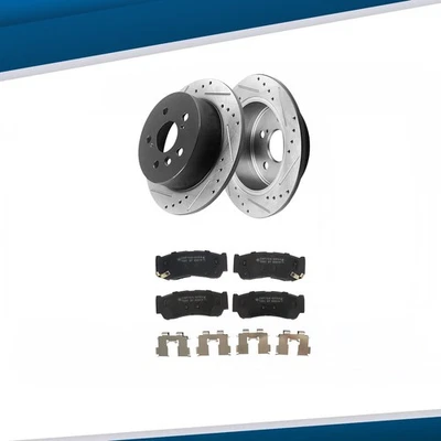 Rear Brake Pads Ceramic Drilled Brake Rotors for Hyundai Santa Fe 2007 - 2009 Foto 1 de 4