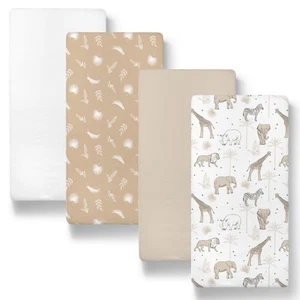 Baby Organic Bassinet Sheets 4-Pack Boy or Girl - Ultra Soft & Rectangle Baby... - Picture 1 of 6
